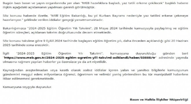 MEB'den yalanlama
